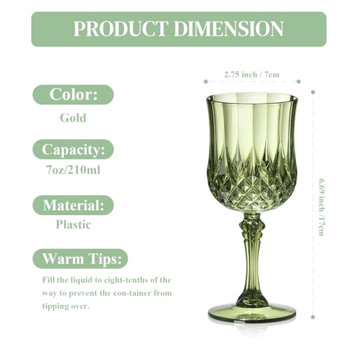 XUWAIDSGN 16 Pcs Dark Green Unbreakable Vintage Champagne Flutes for Wedding Parties and Events (16, 7oz)