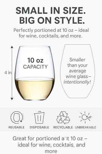 Oojami 36 Count Stemless Unbreakable Crystal Clear Disposable Plastic Wine Glasses for Outdoor Party - Reusable & Durabl