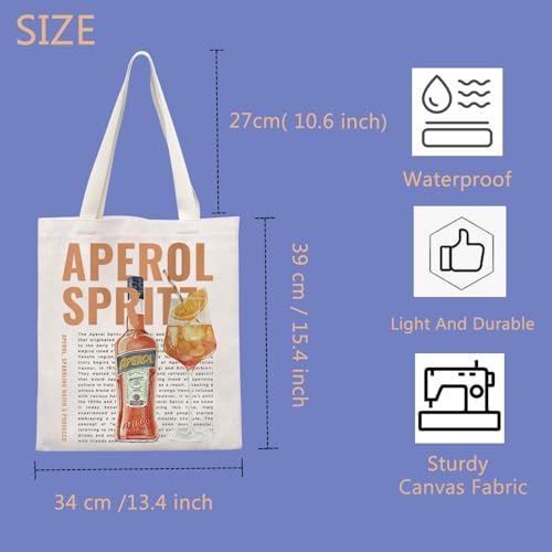 ITIMAGINE Aperol Spritz Tote Bag for Italian Cocktail Lovers - Perfect for Beach Days and Cocktail Parties
| ITIMAGINE