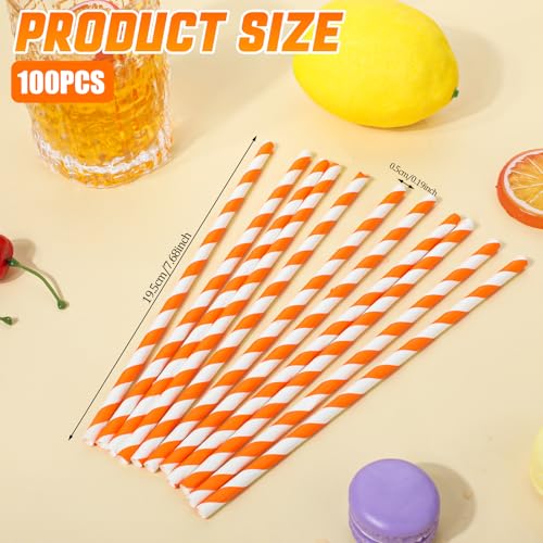 100 Pcs Orange Paper Striped Drinking Straws for Bridal Baby Shower Parties
100 Pcs Orange Paper Striped Disposable Drin