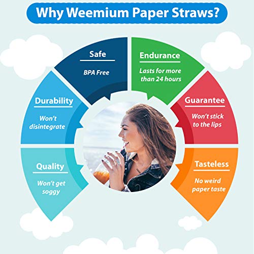  Durable & Non-Soggy Striped Paper Straws - 200 Pack for Drinking - 100% Biodegradable & Eco-Friendly for Parties
| 100%